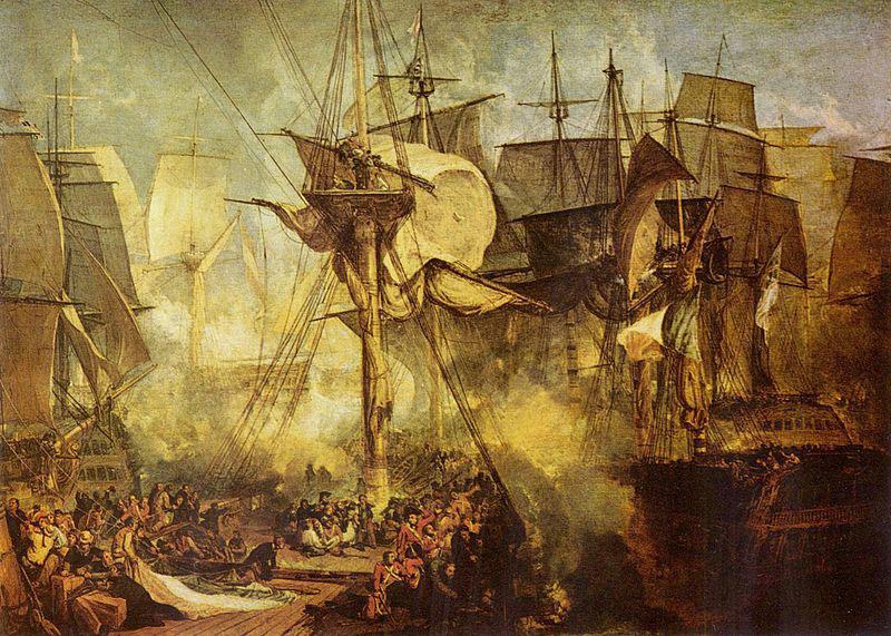 Joseph Mallord William Turner Die Schlacht bei Trafalgar, von den Steuerbordbesanwanten der Victory aus gesehen oil painting picture